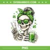 Skull Sunglass Messy Bun Irish PNG, Messy Bun St Patrick's Day PNG