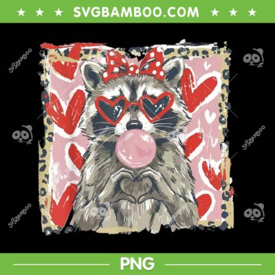 Valentine Raccoon Leopard PNG, Funny Raccoon Lover Heart XOXO PNG