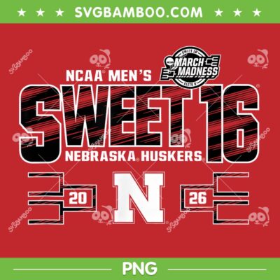 Nebraska Cornhuskers Sweet 16 PNG, 2026 Men's March Madness PNG Nebraska Cornhuskers Sweet 16 PNG, 2026 Men's March Madness PNG
