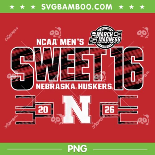 Nebraska Cornhuskers Sweet 16 PNG, 2026 Men's March Madness PNG