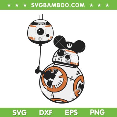 BB-8 Mickey Mouse Ear SVG, Star Wars BB8 Disney Mouse SVG PNG