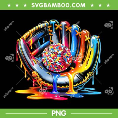 Baseball Drip Ice Cream PNG, Drip Baseball Colorfull PNG