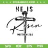 Easter Cross He is Risen SVG, Jesus Matthew 28:6 SVG PNG