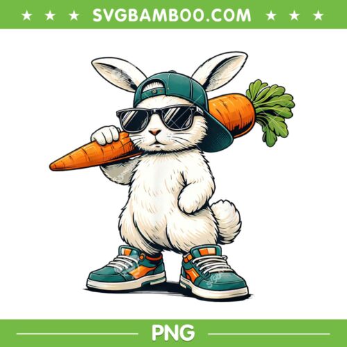 Easter Bunny with Carrot PNG, Cool Rabbit Hiphop Easter PNG