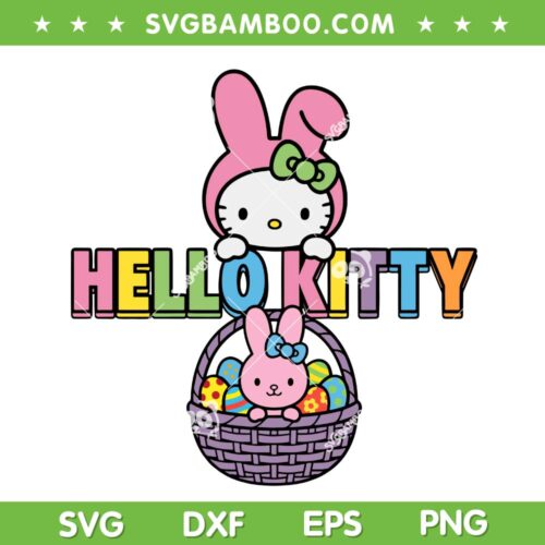 Hello Kitty Basket Eggs SVG, My Melody Easter Eggs SVG PNG