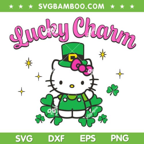 Hello Kitty St Patrick's Day SVG PNG, Sanrio Kitty Cat Lucky Charm Leprechaun SVG