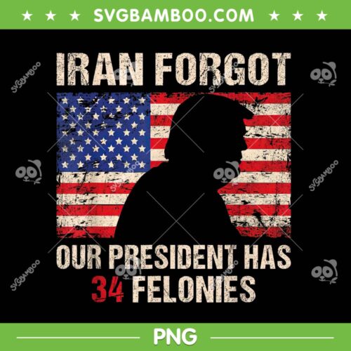 Trump Iran Forgot US Flag PNG, Forgot Our President Has 34 Felonies PNG