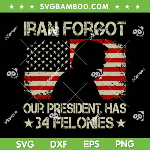 Iran Forgot Our President Has 34 Felonies SVG, Trump Vintage US Flag SVG PNG