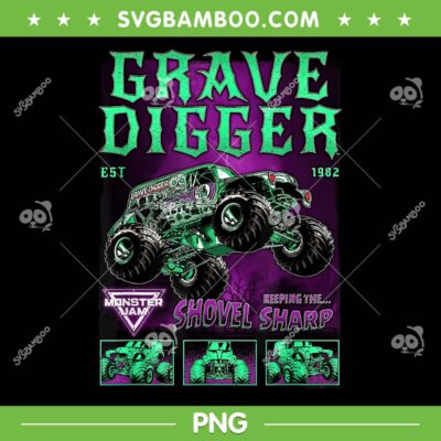 Monster Jam Grave Digger PNG, Monster Jam Green and Purple PNG