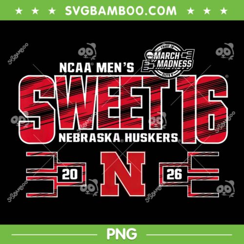 Nebraska Cornhuskers March Madness 2026 PNG, Men's Basketball Sweet 16 PNG