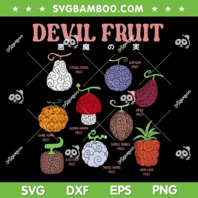 One Piece Devil Fruit SVG, Anime Devil Fruit Varieties illustration SVG