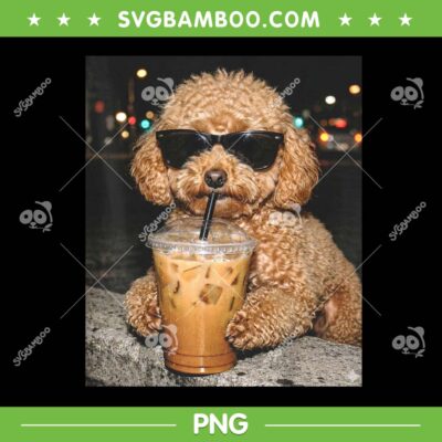 Poodle Drinking iced Coffee PNG, Cool Poodle Sunglasses PNG Poodle Drinking iced Coffee PNG, Cool Poodle Sunglasses PNG