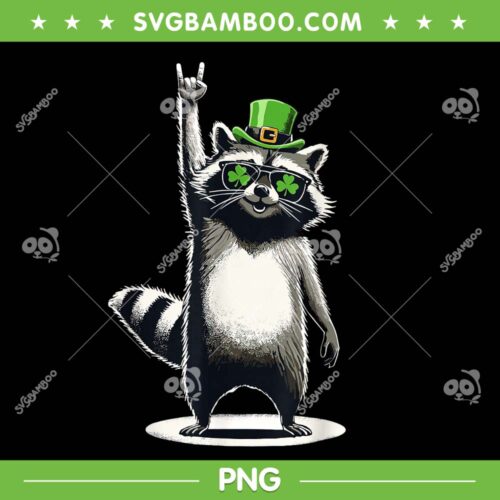 Feral and Free St Patrick's Day PNG, Funny Raccoon Shamrock PNG