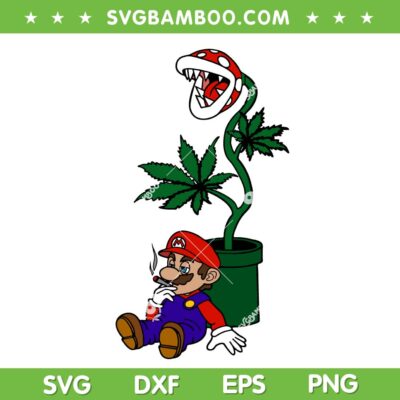 Super Mario 420 Cannabis SVG, Mario Smoking Weed SVG PNG