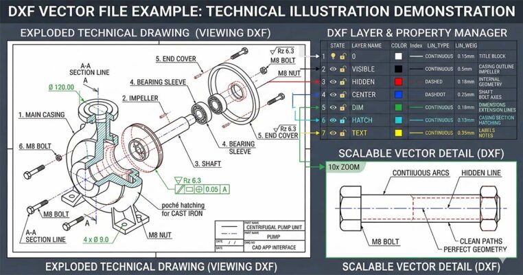 DXF vector file example used for cutting machines