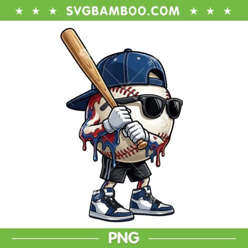 Boys Ice Cream Drip Baseball PNG, Cute Boy Baseball Drip PNG