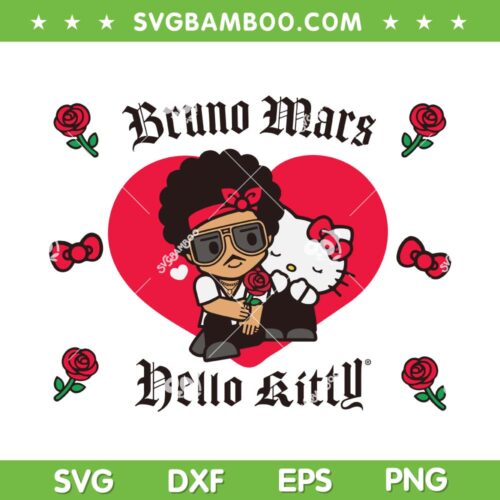 Bruno Mars Hello Kitty SVG, Bruno The Romantic Tour SVG PNG