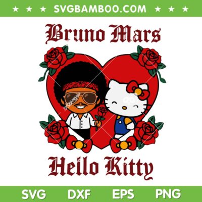 Bruno Mars Hello Kitty Heart SVG, The Romantic Tour 2026 SVG PNG