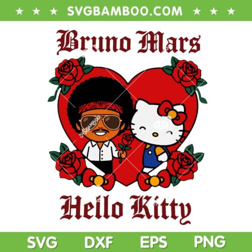 Bruno Mars Hello Kitty Heart SVG, The Romantic Tour 2026 SVG PNG