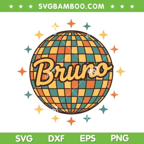 Bruno Retro Disco SVG, Bruno Name Vintage 70S SVG PNG