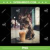 French Bulldog Drinking Iced Coffee PNG, Funny Bulldog Sunglasses PNG