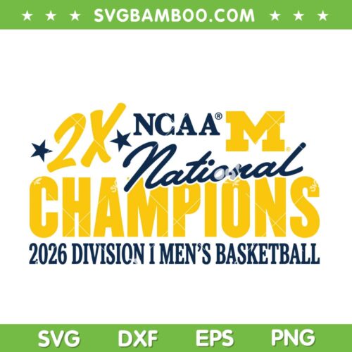 Michigan 2x National Champions SVG, NCAA Mens Basketball Michigan Championships SVG PNG