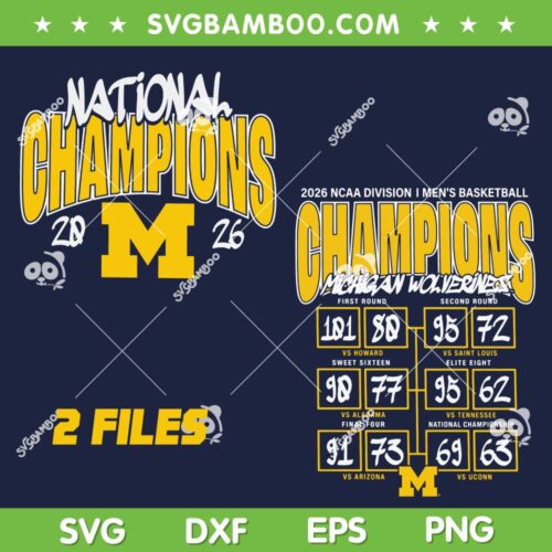 Mens Basketball Michigan Champions SVG, NCAA Michigan Wolverines Championship SVG PNG