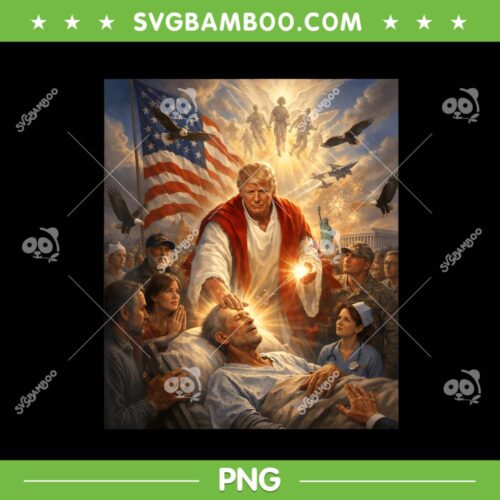 Trump as Jesus PNG, Trump Patriotic US Flag PNG