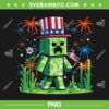 Minecraft 4th of July PNG, Patriotic Gamer Pixel US Flag PNG