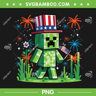 Minecraft 4th of July PNG, Patriotic Gamer Pixel US Flag PNG