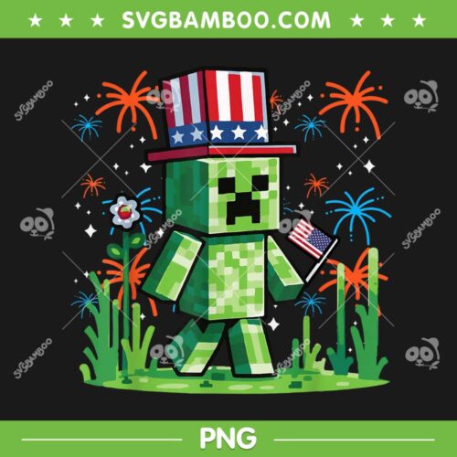 Minecraft 4th of July PNG, Patriotic Gamer Pixel US Flag PNG