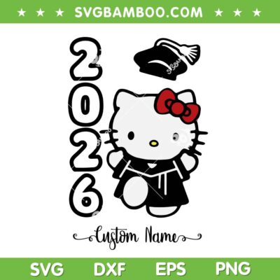 Helllo Kitty Graduation 2026 SVG, Kitty Cat Senior 2026 SVG PNG