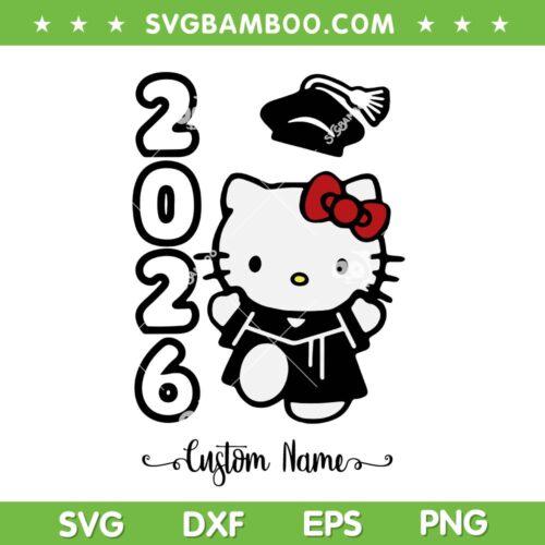 Helllo Kitty Graduation 2026 SVG, Kitty Cat Senior 2026 SVG PNG