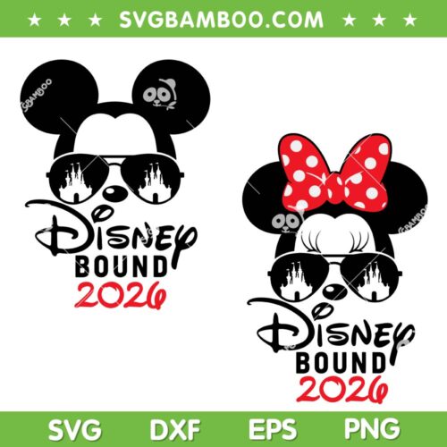 Mickey Minnie Disney Bound 2026 SVG, Disney Mouse Sunglasses SVG PNG