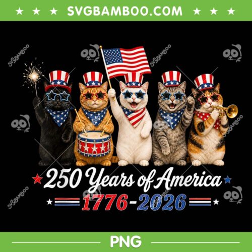 250 Years of America Cats PNG, Cute Cat 4th of July 1776 2026 PNG