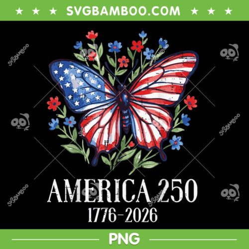 Butterfly America 250 Years PNG, 1776 2026 250th Anniversary PNG
