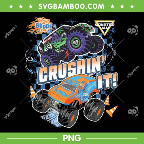 Blippi Grave Digger Crushin' It PNG, Blippi Monster Jam PNG