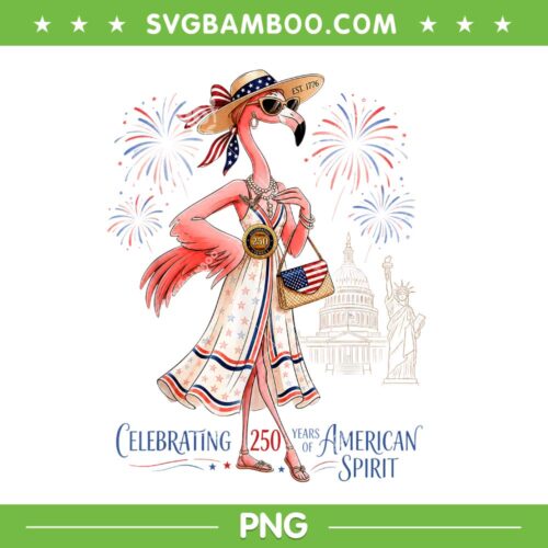 Flamingo 250 Years PNG, Patriotic American 250th Anniversary PNG