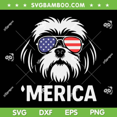 Shih Tzu Dog Sunglasses Merica SVG, Shih Tzu 4th of July SVG PNG