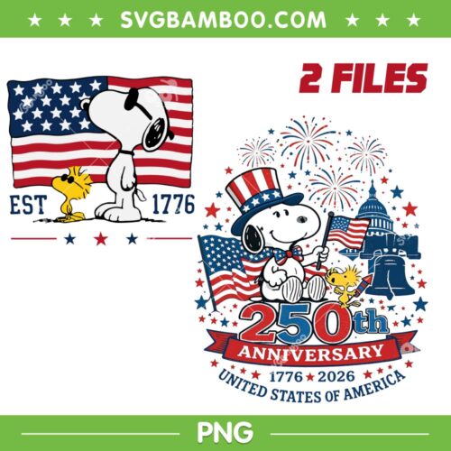 Snoopy 250th Anniversary Bundle PNG, Snoopy 4th of July 250 Years PNG