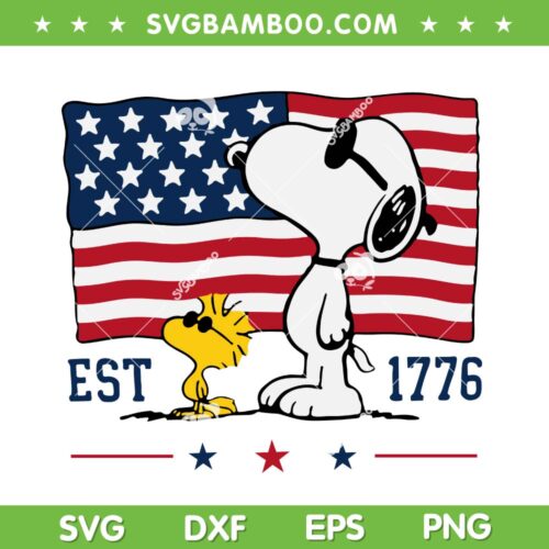 Snoopy and Woodstock America 250 Years SVG, Snoopy 1776 USA Flag SVG PNG