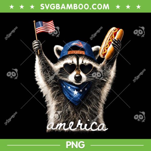 Raccoon Hot Dog 1776-2026 PNG, America 4th of July 250 Years PNG