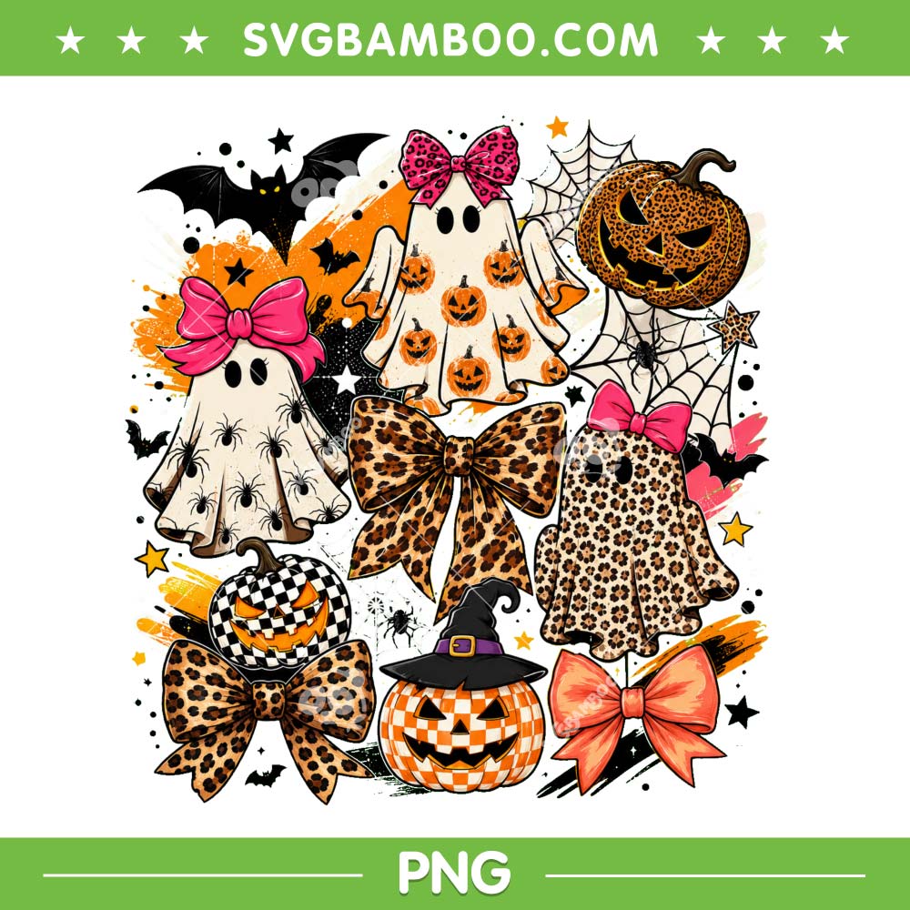Coquette Leopard Pumpkin Ghost PNG, Retro Halloween Girly Ghost PNG Coquette Leopard Pumpkin Ghost PNG, Retro Halloween Girly Ghost PNG