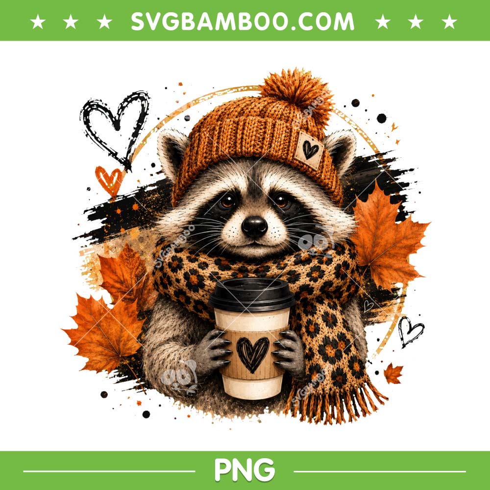 Fall Raccoon Coffee PNG, Funny Feral Thanksgiving PNG Fall Raccoon Coffee PNG, Funny Feral Thanksgiving PNG