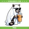 Funny Ghost Raccoon PNG, Feral Halloween Iced Coffee PNG Funny Ghost Raccoon PNG, Feral Halloween Iced Coffee PNG