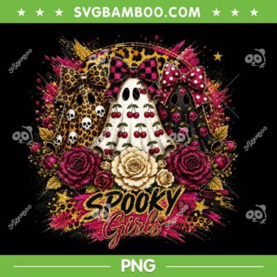 Preppy Ghost Cherry PNG, Coquette Ghost Leopard Halloween PNG Preppy Ghost Cherry PNG, Coquette Ghost Leopard Halloween PNG