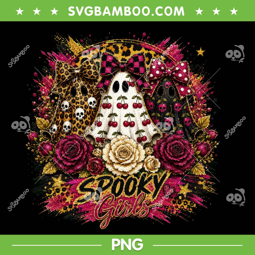 Preppy Ghost Cherry PNG, Coquette Ghost Leopard Halloween PNG Preppy Ghost Cherry PNG, Coquette Ghost Leopard Halloween PNG