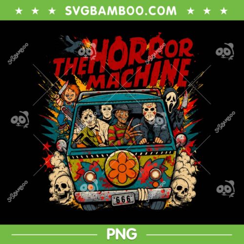 The Horror Machine PNG, Chibi Halloween Characters Driving Car PNG