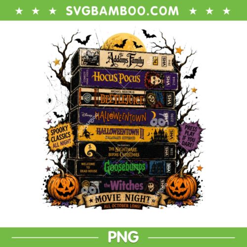 Vintage Halloween Horror Movie VHS PNG, Retro Spooky Season Video Tapes PNG