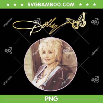 Dolly Parton Golden Butterfly Signature PNG, Dolly Parton Portrait PNG